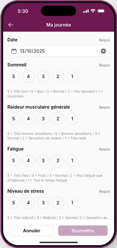 Ressenti mobile — saisie post-séance